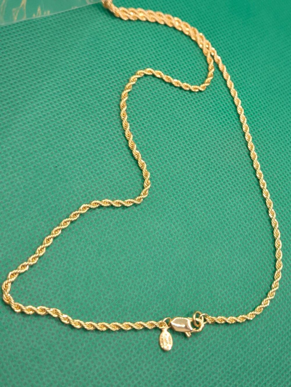 Vintage Lindenwold 14K HGE Rope Chain Necklace NIP Gold Tone Twisted Chain